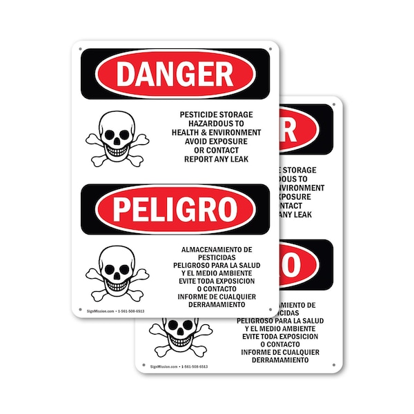 Signmission Pesticide Storage Hazardous Bilingual Danger Sign, Plastic, 7in W x 10in L, 2PK OS-2PACK-DS-P-710-VS-1526 - main